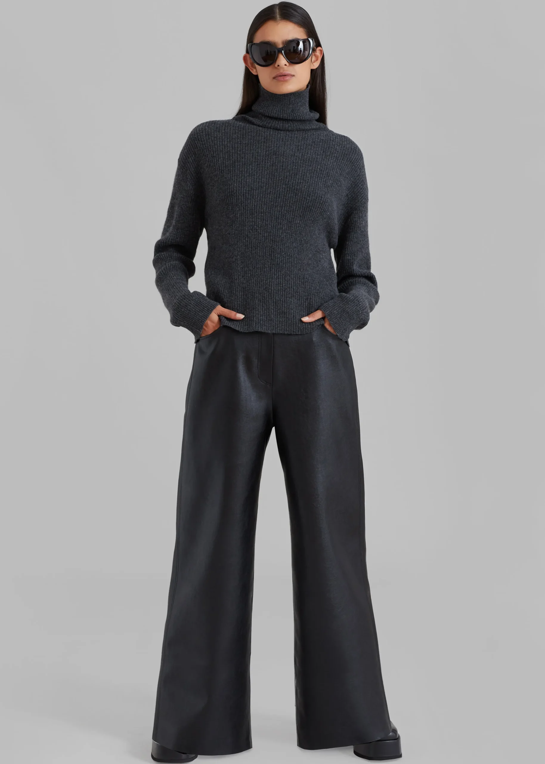 The Frankie Shop Kira Wide Pants Black Sale