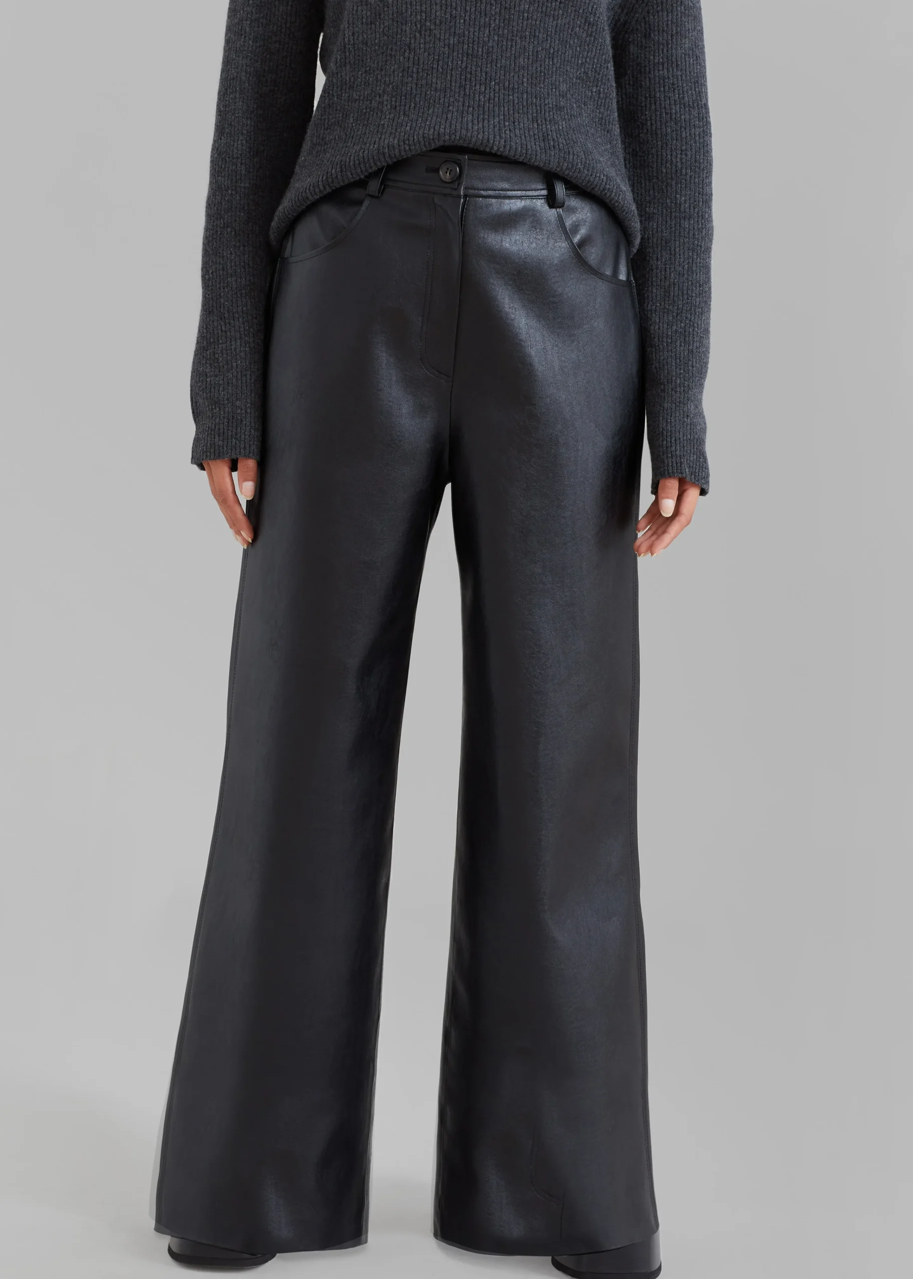 The Frankie Shop Kira Wide Pants Black Sale