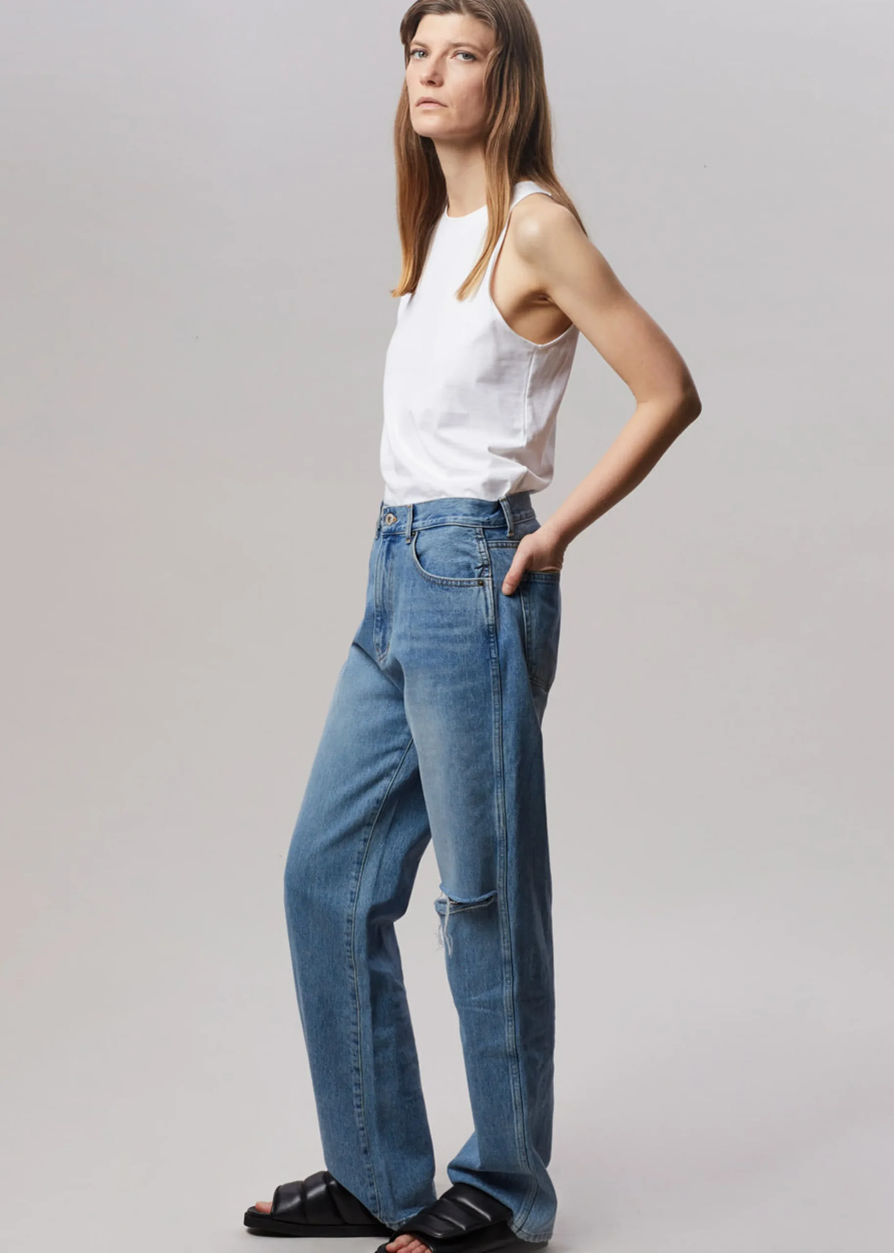 The Frankie Shop Laon Ripped Jeans Worn Wash Discount