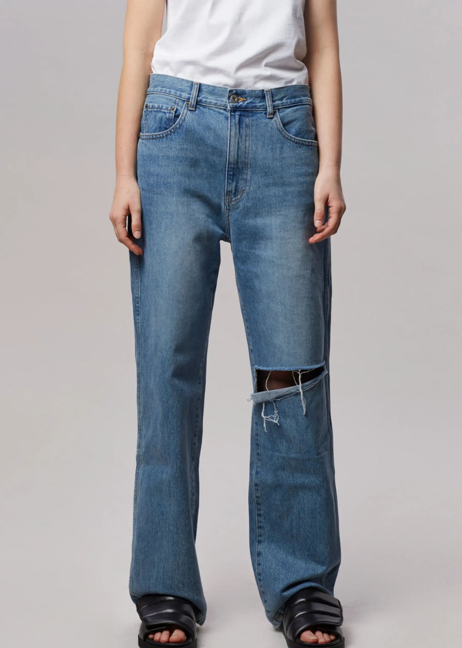 The Frankie Shop Laon Ripped Jeans Worn Wash Discount