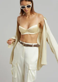 The Frankie Shop Lauren Silky Cargo Pants Cream Best