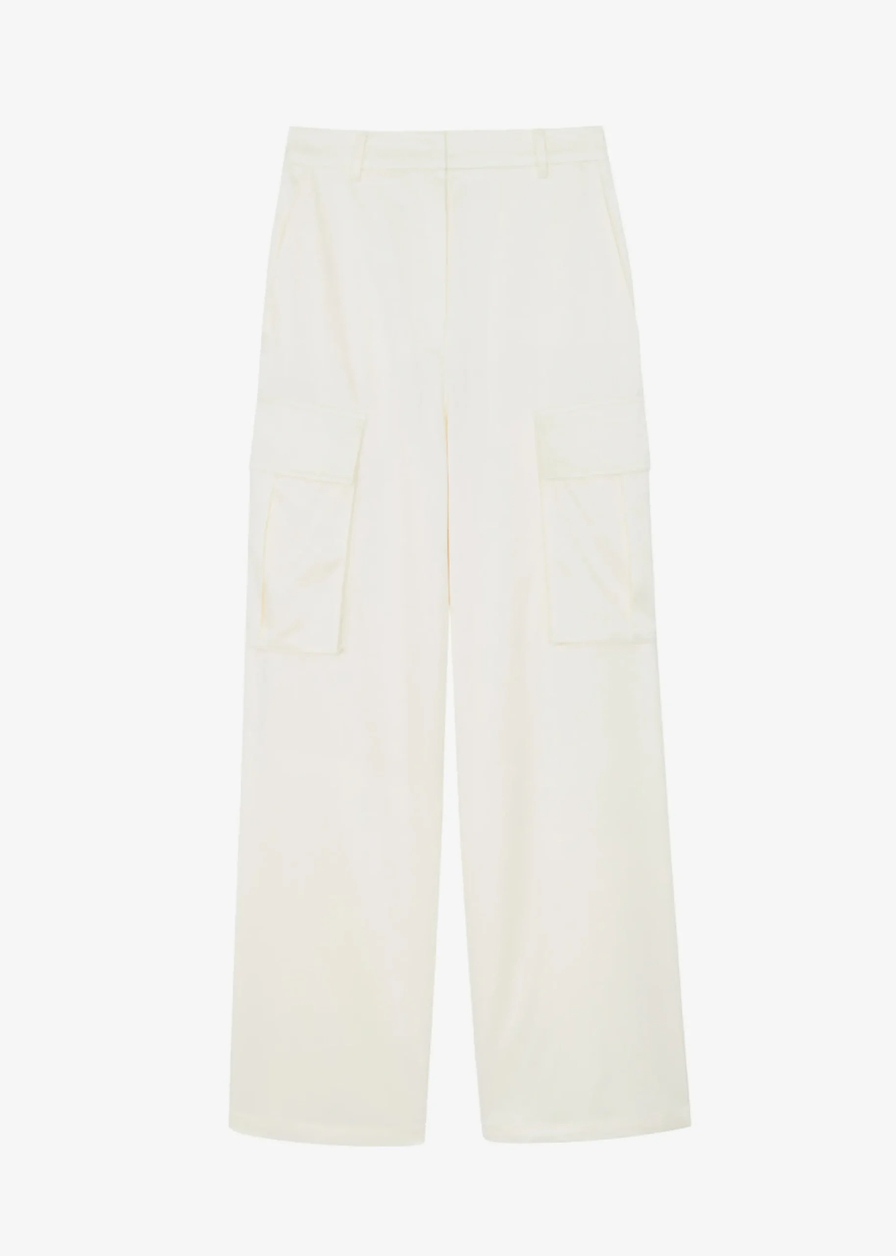 The Frankie Shop Lauren Silky Cargo Pants Cream Best