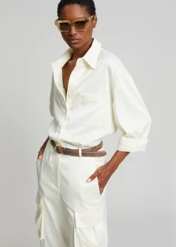 The Frankie Shop Lauren Silky Shirt Cream Online