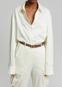 The Frankie Shop Lauren Silky Shirt Cream Online