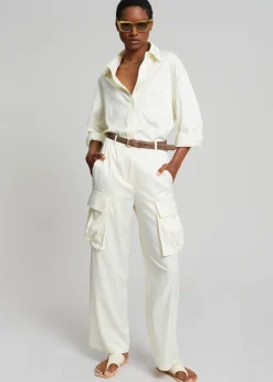 The Frankie Shop Lauren Silky Shirt Cream Online