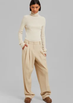 The Frankie Shop Layton Boiled Wool Suit Pants Beige Online