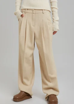 The Frankie Shop Layton Boiled Wool Suit Pants Beige Online