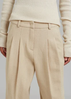 The Frankie Shop Layton Boiled Wool Suit Pants Beige Online
