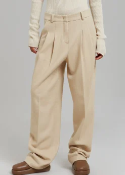 The Frankie Shop Layton Boiled Wool Suit Pants Beige Online