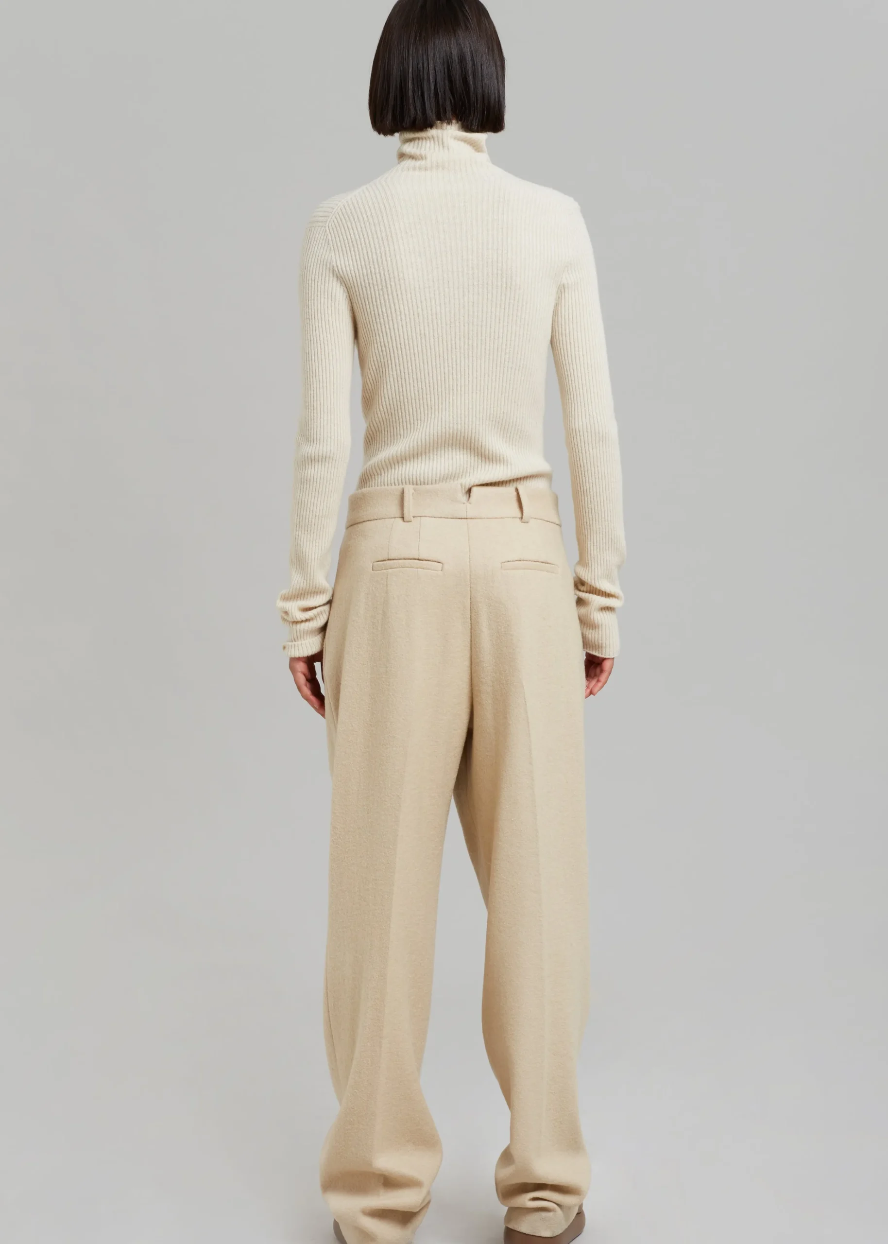 The Frankie Shop Layton Boiled Wool Suit Pants Beige Online