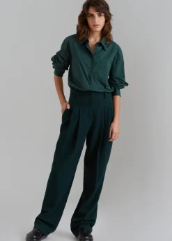 The Frankie Shop Layton Wool Suit Pants Bottle Green Clearance