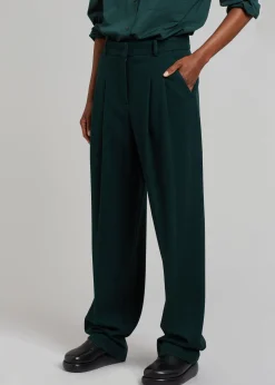 The Frankie Shop Layton Wool Suit Pants Bottle Green Clearance