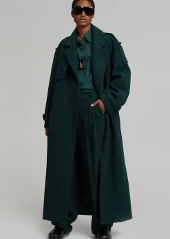 The Frankie Shop Layton Wool Suit Pants Bottle Green Clearance