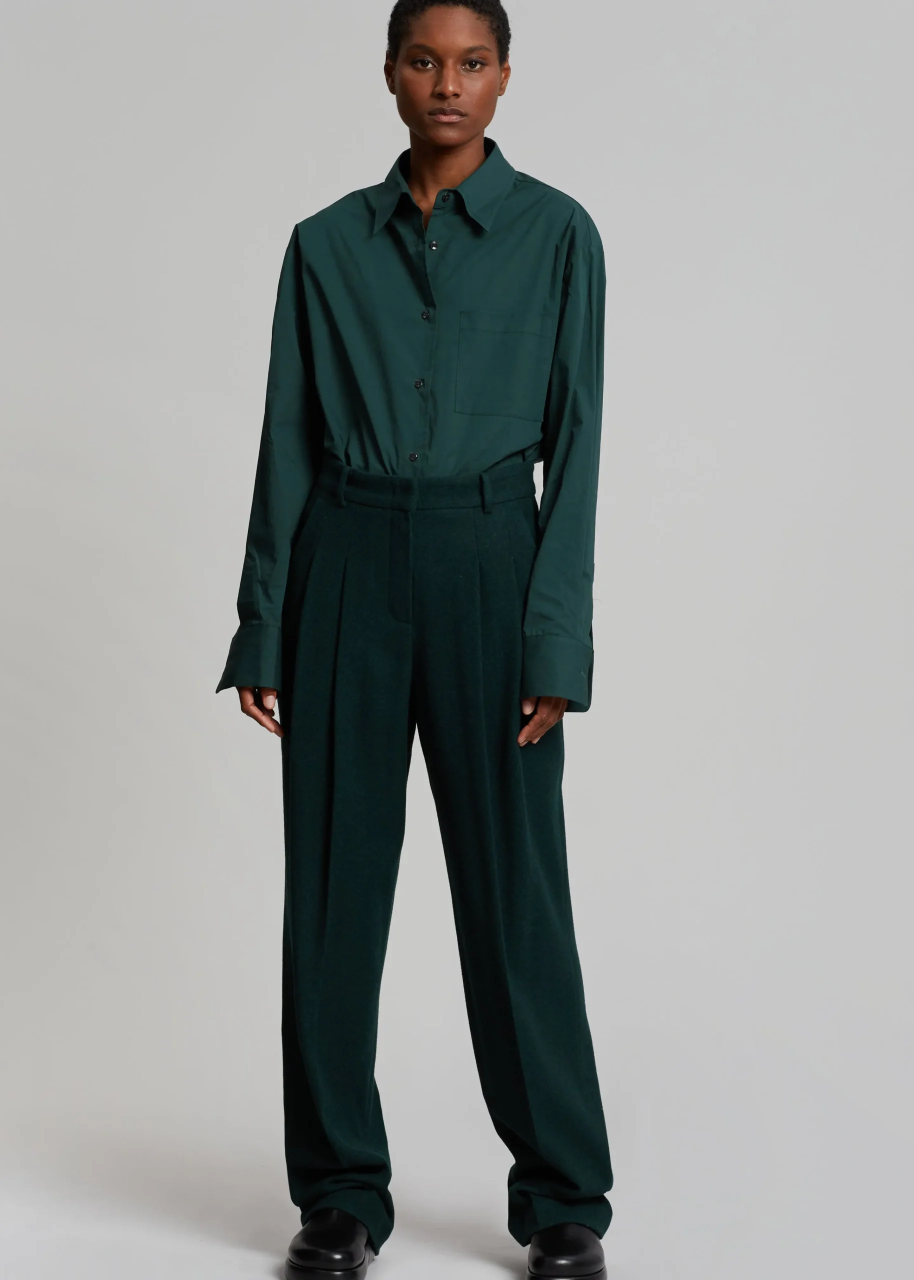 The Frankie Shop Layton Wool Suit Pants Bottle Green Clearance