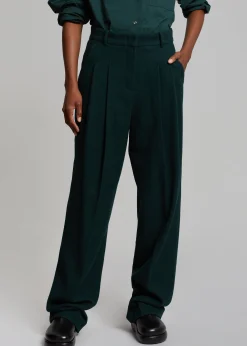 The Frankie Shop Layton Wool Suit Pants Bottle Green Clearance
