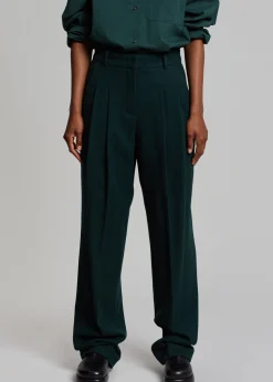 The Frankie Shop Layton Wool Suit Pants Bottle Green Clearance