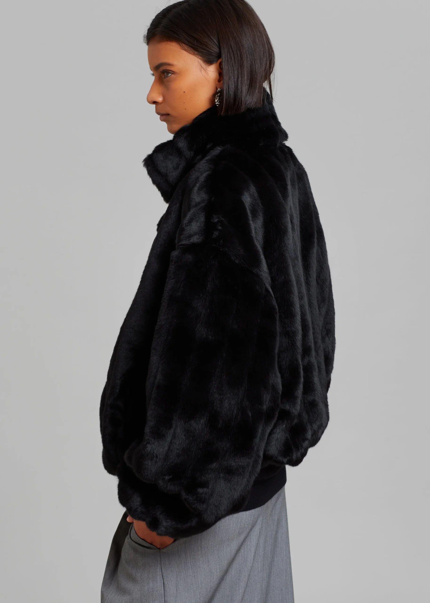 The Frankie Shop Lea Faux Fur Jacket Black Discount