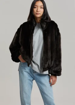 The Frankie Shop Lea Faux Fur Jacket Java Clearance