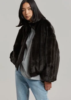The Frankie Shop Lea Faux Fur Jacket Java Clearance