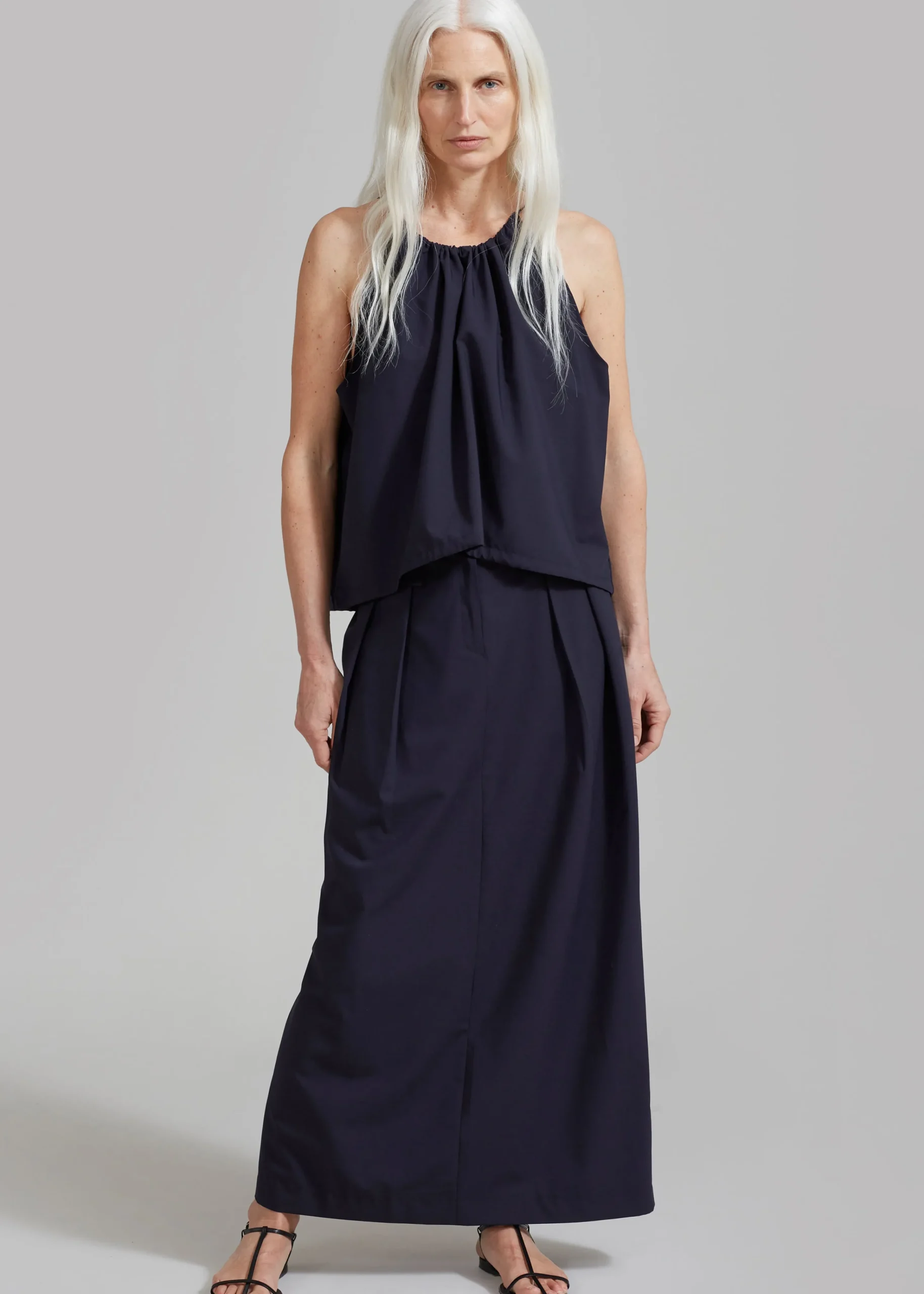 The Frankie Shop Leah Maxi Skirt Navy Hot