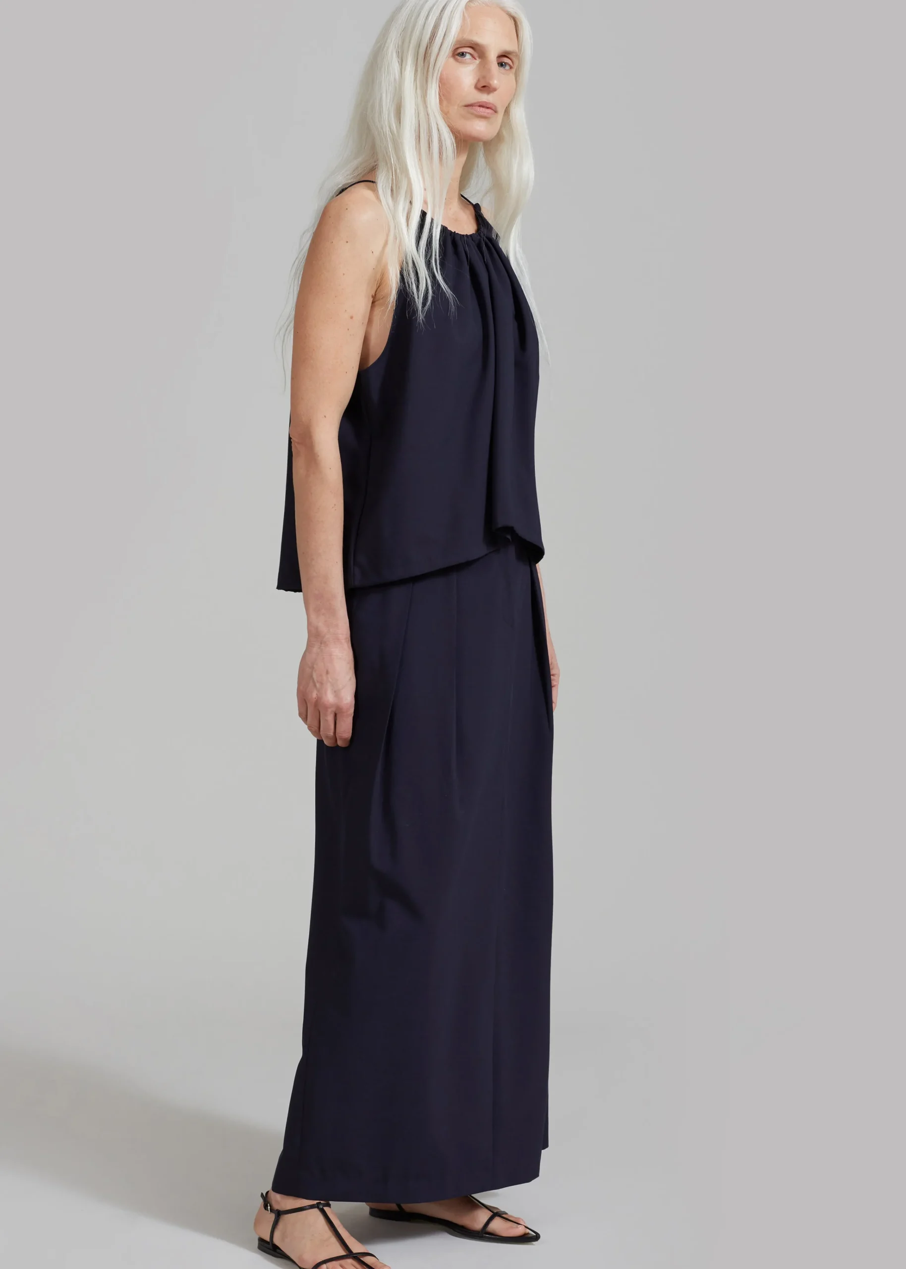 The Frankie Shop Leah Maxi Skirt Navy Hot