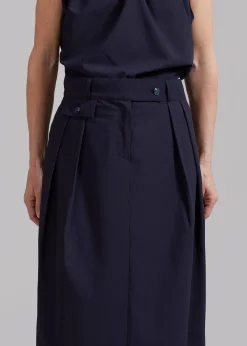 The Frankie Shop Leah Maxi Skirt Navy Hot