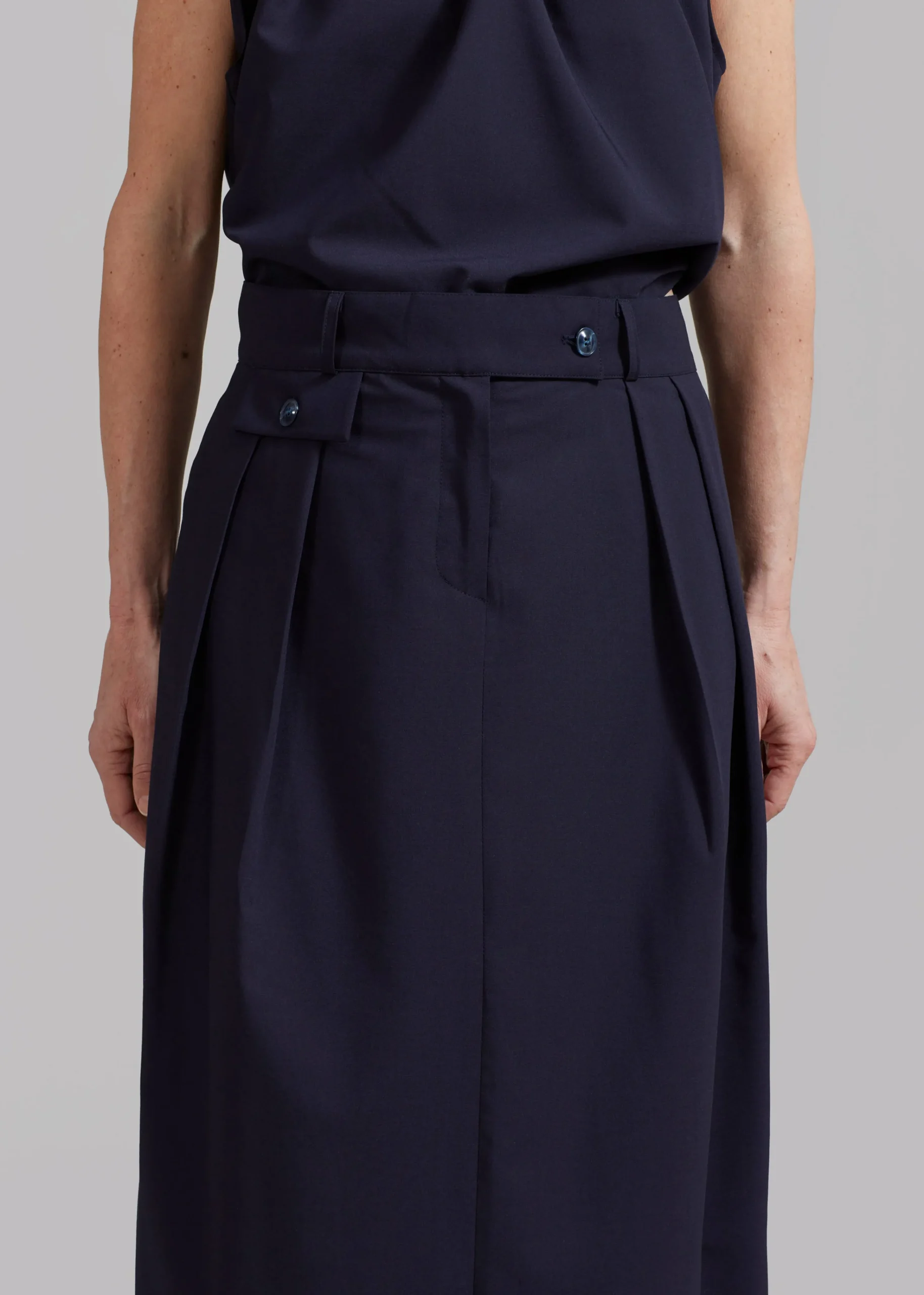 The Frankie Shop Leah Maxi Skirt Navy Hot