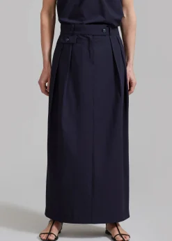The Frankie Shop Leah Maxi Skirt Navy Hot