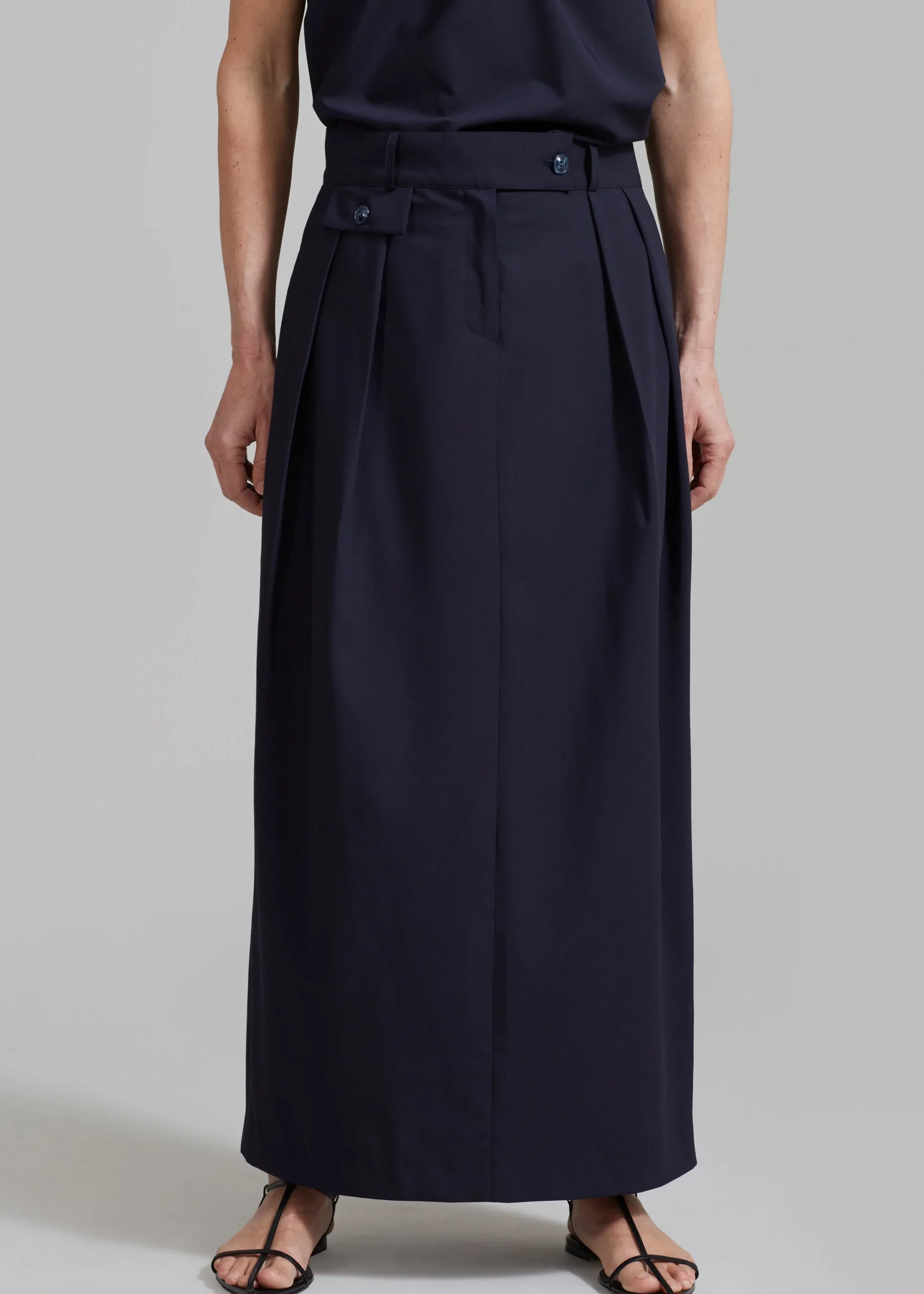 The Frankie Shop Leah Maxi Skirt Navy Hot