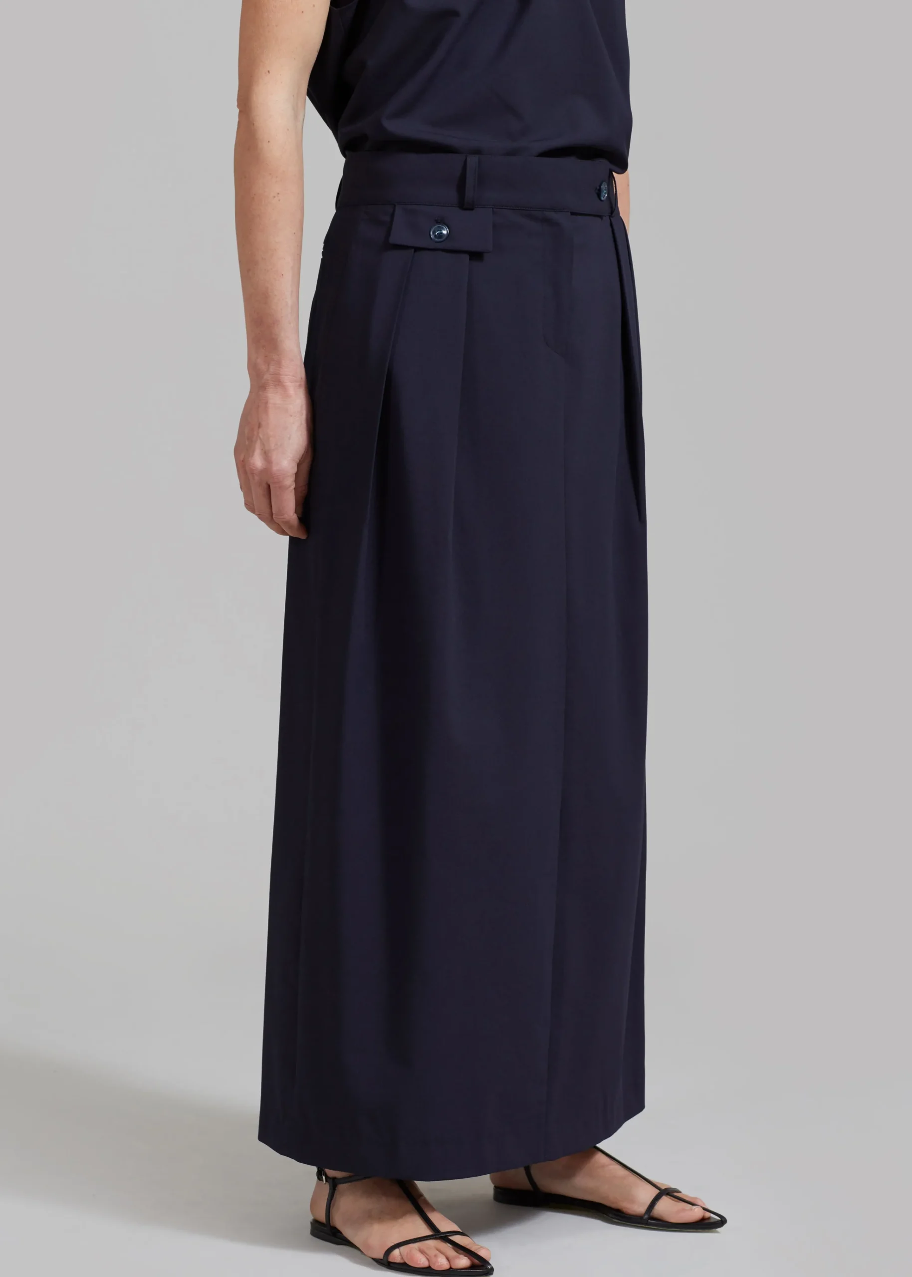 The Frankie Shop Leah Maxi Skirt Navy Hot