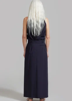 The Frankie Shop Leah Maxi Skirt Navy Hot