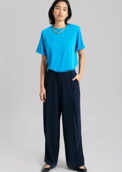 The Frankie Shop Lena Padded Shoulder Tee Cobalt