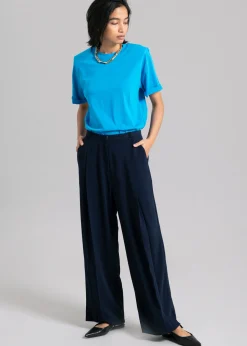 The Frankie Shop Lena Padded Shoulder Tee Cobalt