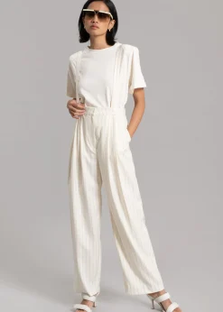 The Frankie Shop Lena Padded Shoulder Tee Cream