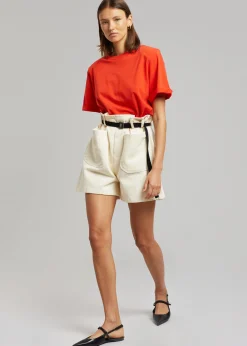 The Frankie Shop Lena Padded Shoulder Tee Red Online