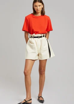 The Frankie Shop Lena Padded Shoulder Tee Red Online