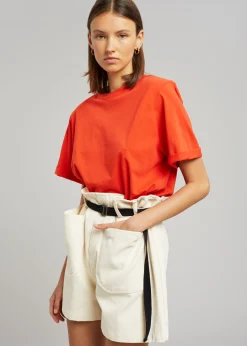 The Frankie Shop Lena Padded Shoulder Tee Red Online