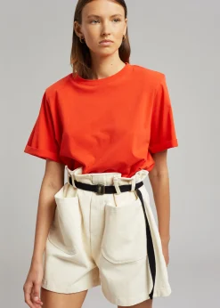 The Frankie Shop Lena Padded Shoulder Tee Red Online