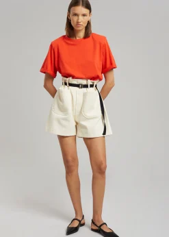 The Frankie Shop Lena Padded Shoulder Tee Red Online