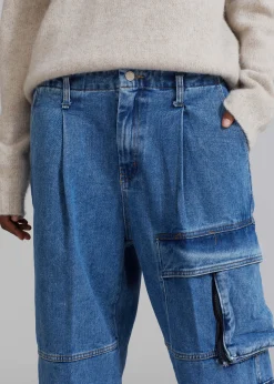 The Frankie Shop Lenny Cargo Jeans Blue Denim Online