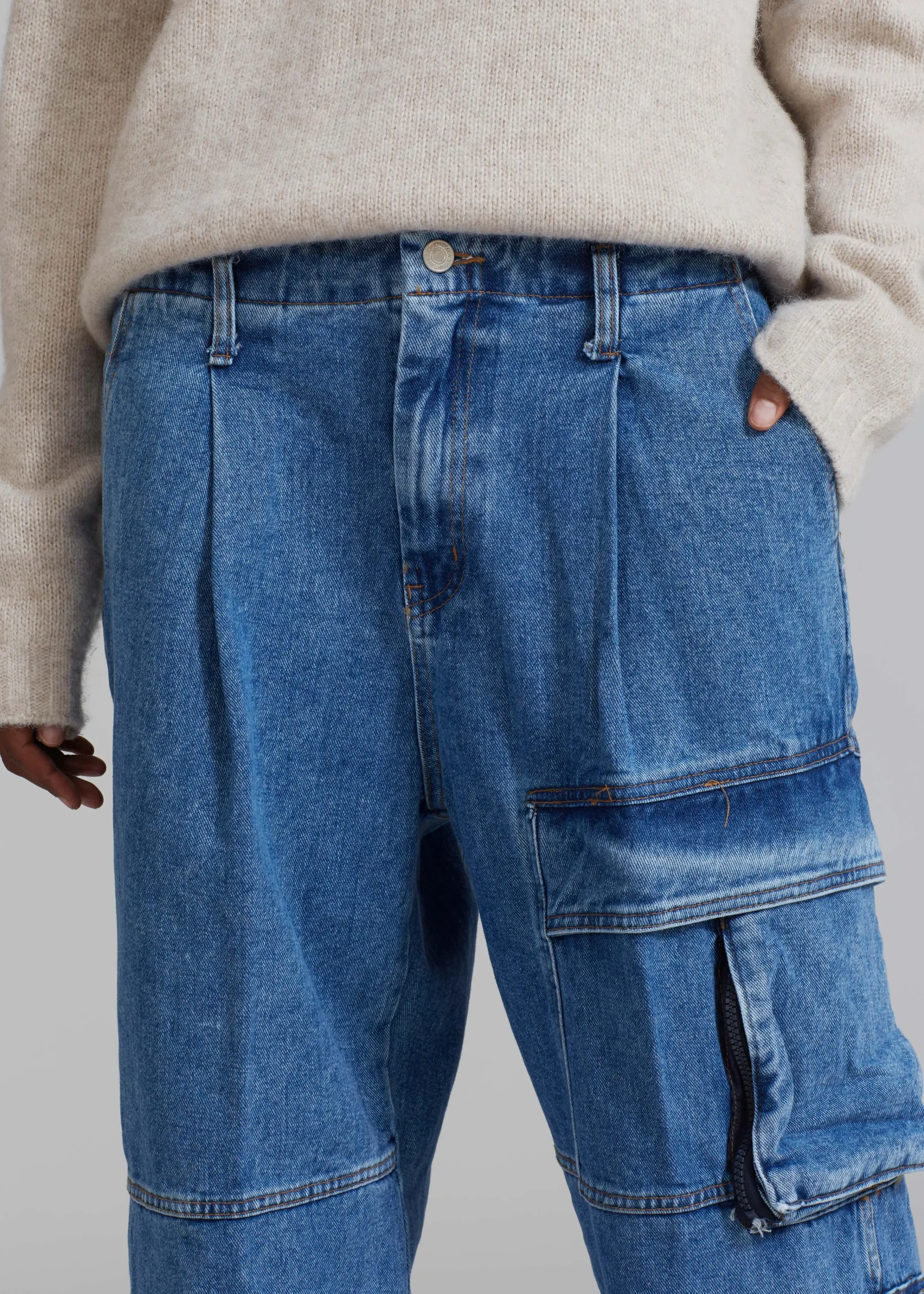 The Frankie Shop Lenny Cargo Jeans Blue Denim Online