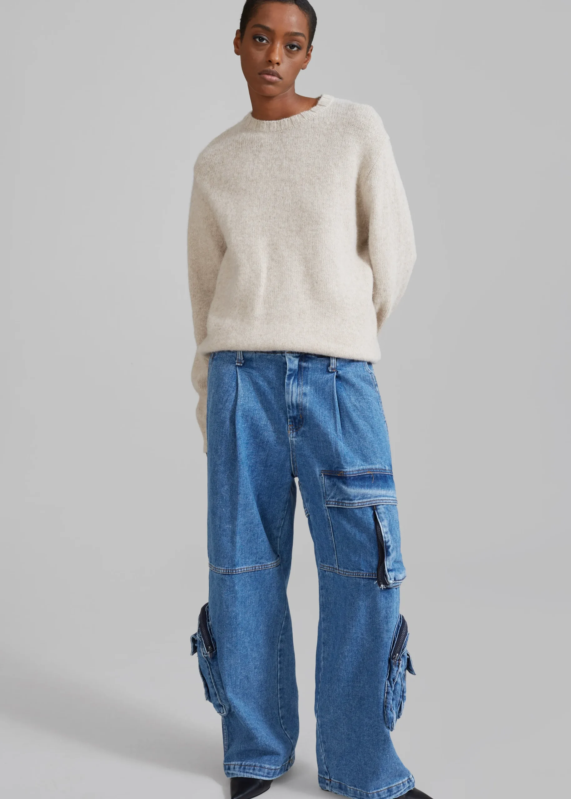 The Frankie Shop Lenny Cargo Jeans Blue Denim Online