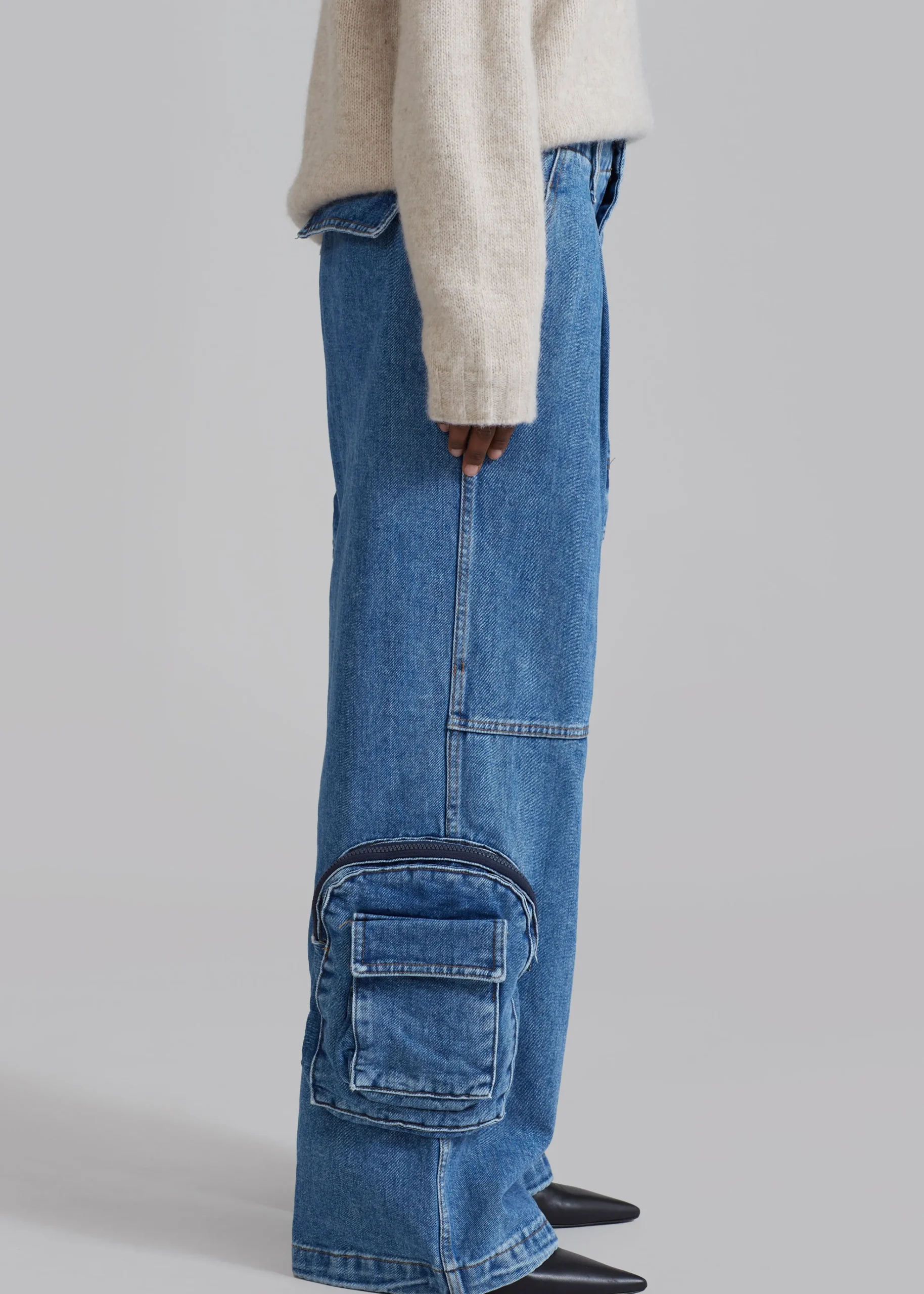 The Frankie Shop Lenny Cargo Jeans Blue Denim Online