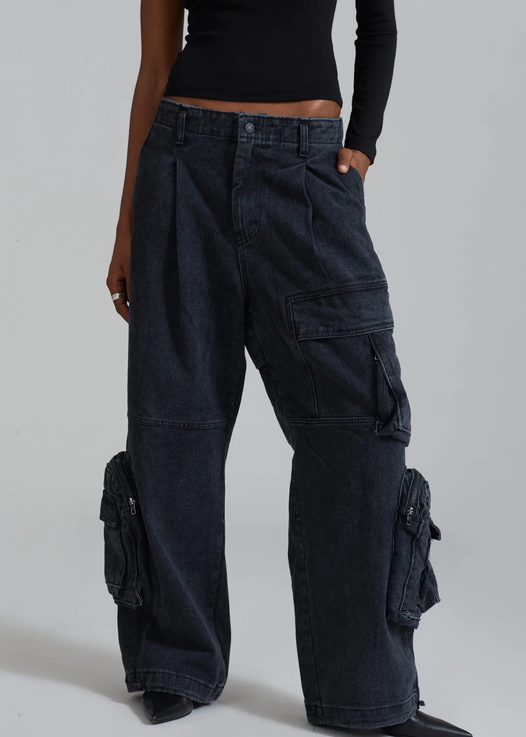 The Frankie Shop Lenny Cargo Jeans Black Washed Outlet