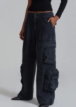 The Frankie Shop Lenny Cargo Jeans Black Washed Outlet