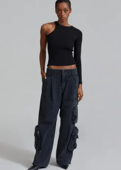 The Frankie Shop Lenny Cargo Jeans Black Washed Outlet