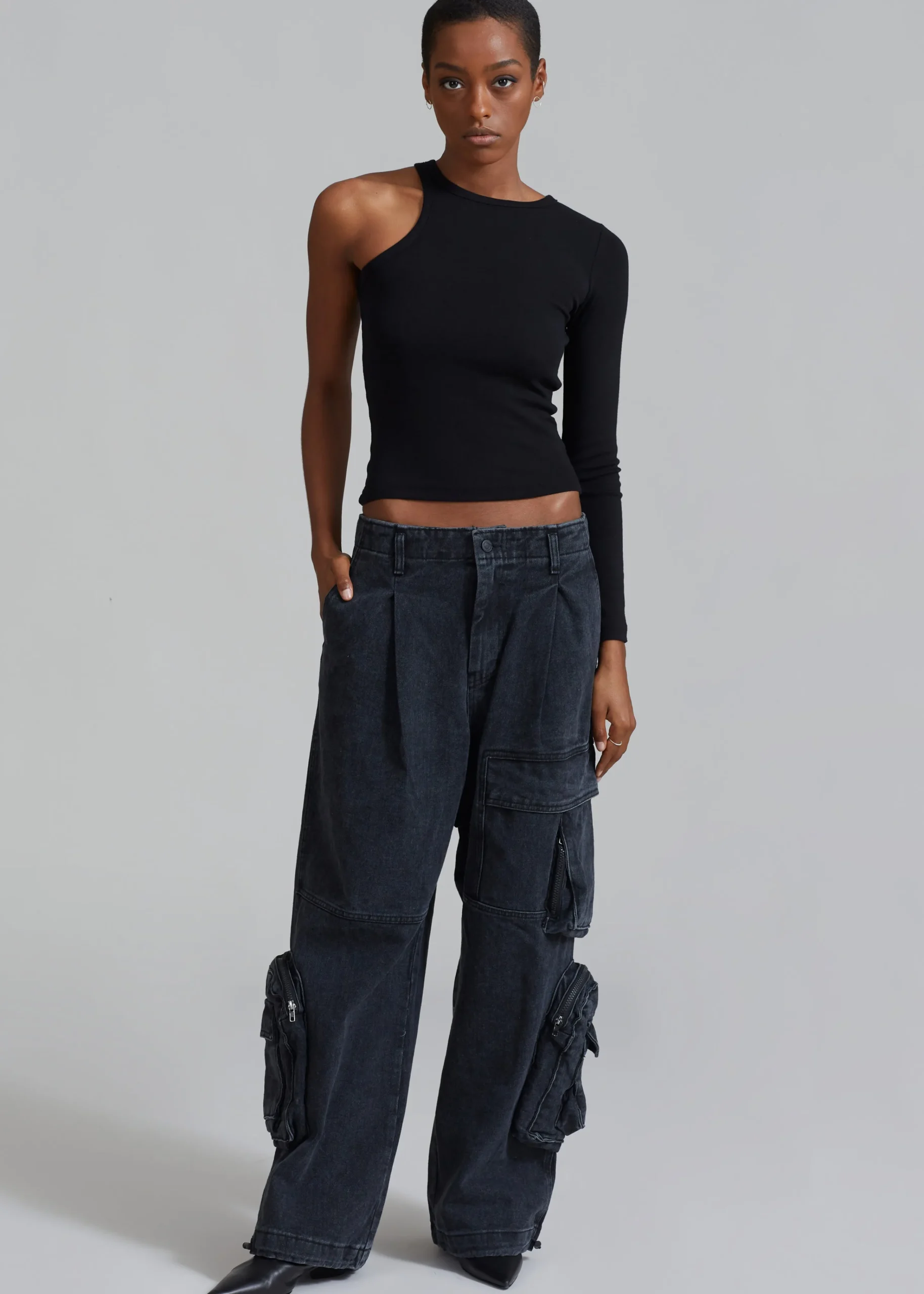 The Frankie Shop Lenny Cargo Jeans Black Washed Outlet