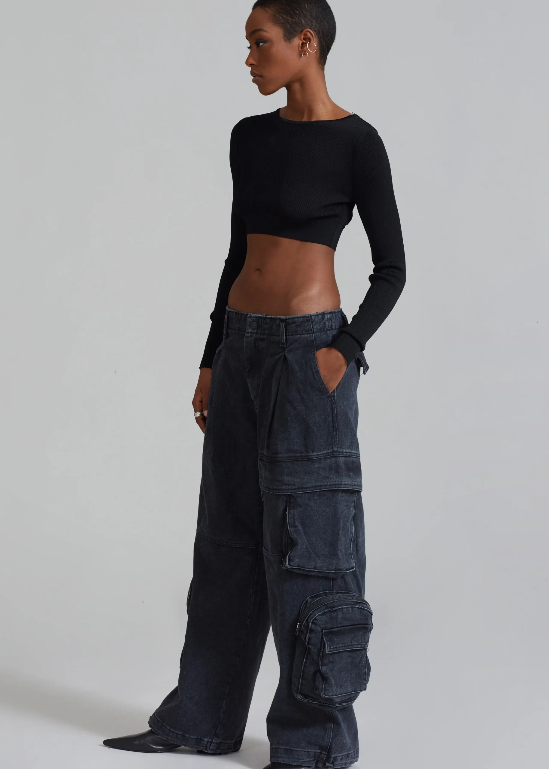 The Frankie Shop Lenny Cargo Jeans Black Washed Outlet