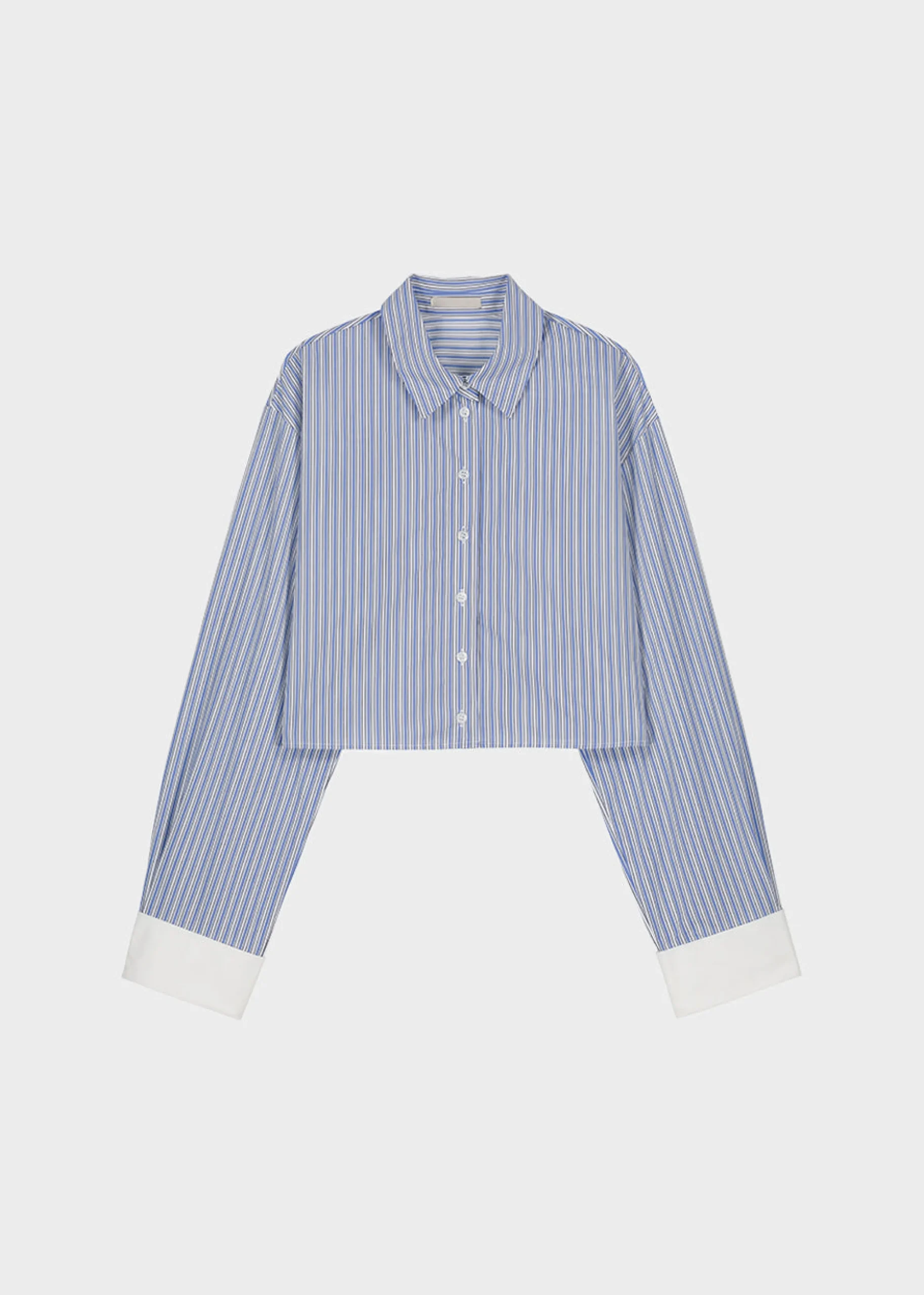 The Frankie Shop Lil Contrast Cuff Shirt Blue Stripe Best