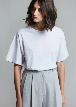 The Frankie Shop Lilou Simple Tee Light Grey Melange Hot
